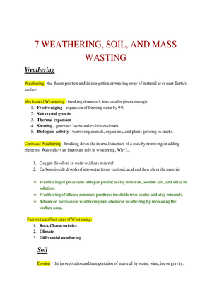 7 Weathering, Soil, and Mass Wasting