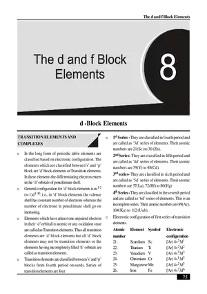 The d and f Block Elements (d -Block Elements)