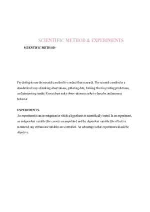 Psychology  12. Scientific Method & Experiments
