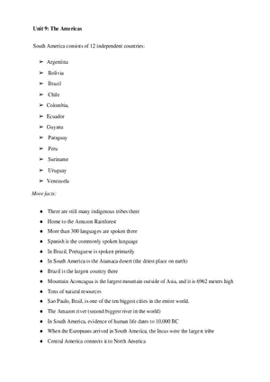 Global Cultures Unit 9 The Americas