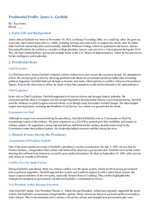 James Garfield Presidential Profile