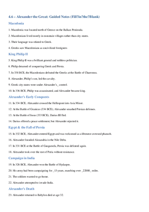 Alexander the Great: Guided Notes