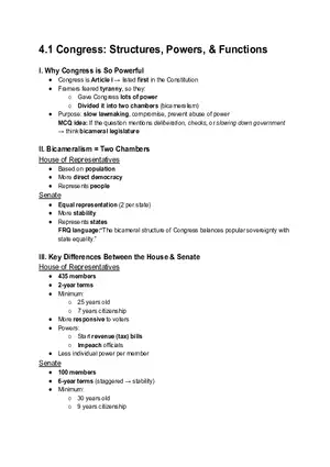 4.1 Congress: Structures, Powers, & Functions