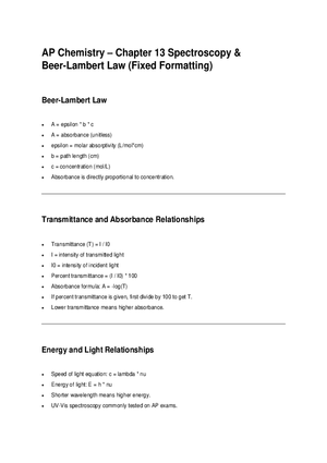 AP Chemistry Chapter: 13 Spectroscopy