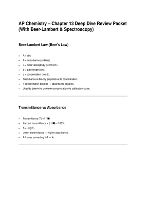 AP Chemistry - Chapter 13 Deep Dive Review Packet