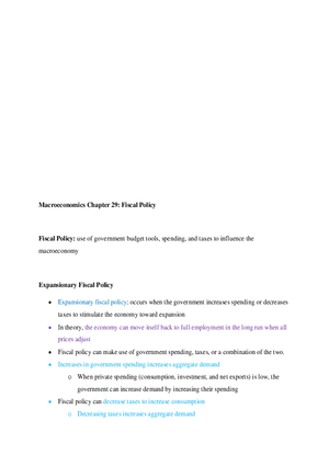Chapter 29 Macroeconomics- Fiscal Policy