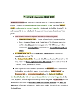United States History Westward Expansion (1800-1900)