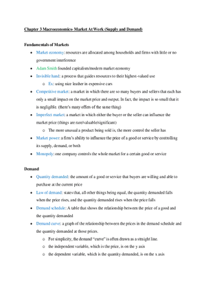 Chapter 3 Macroeconomics- Market At Work (Supply and Demand)