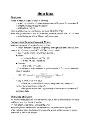 Molar Mass Notes