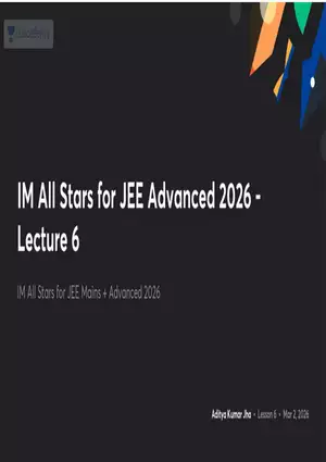 IM All Stars for JEE Advanced 2026 - Lecture 6