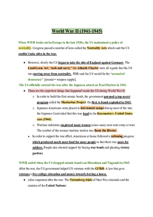 United States History World War II (1941-1945)