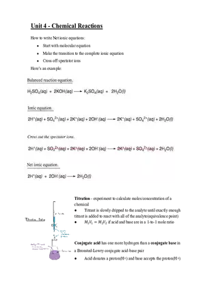 AP Chemistry Unit 4 - Chemical Reactions
