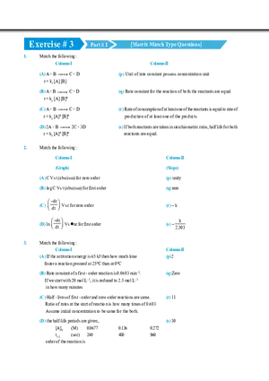 Chemical Kinetics and Nuclear Chemistry Exercise # 3
