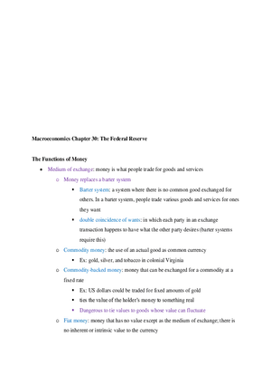Chapter 30 Macroeconomics- The Federal Reserve