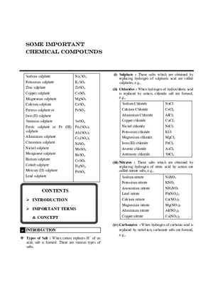 Some Important Chemical Compounds