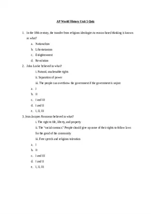 AP World History Unit 5 Quiz
