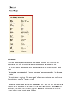 Latin Study Guide Stage 6