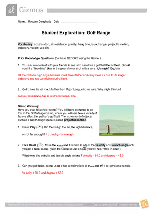 Student Exploration: Golf Range