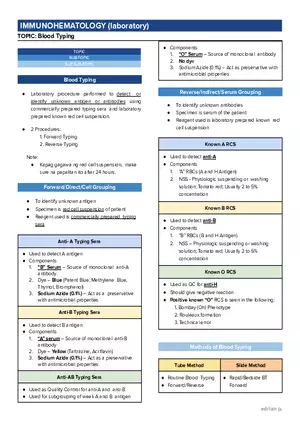 Immunohematology (Laboratory)
