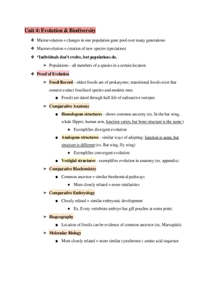 Test Guide Unit 4 Evolution & Biodiversity