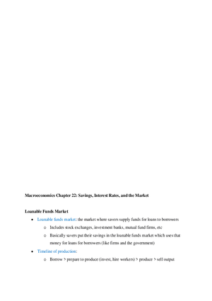 Chapter 22 Macroeconomics- Savings, Interest Rates, and the Market