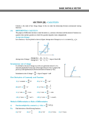 Basic Maths Section [D] Calculus