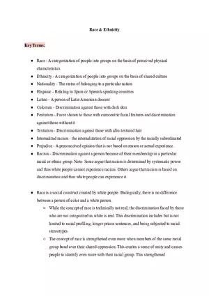 Sociology Study Guide Unit 1 Race & Ethnicity