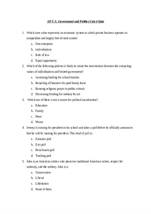 AP U.S. Government and Politics Unit 4 Quiz