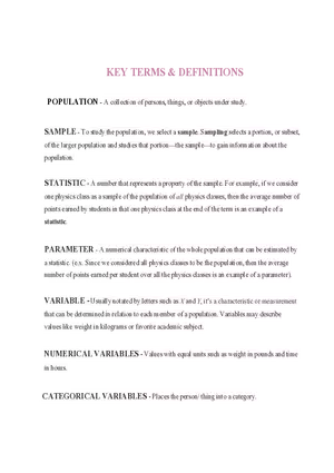 Statistics Definitions