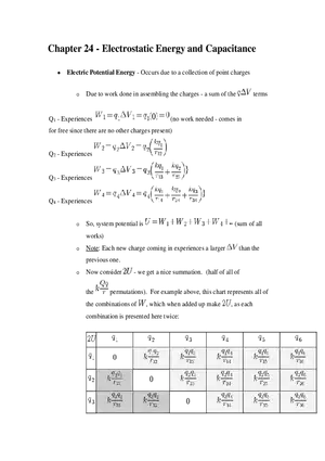 Chapter 24 - Electrostatic Energy and Capacitance