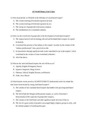 AP World History Unit 3 Quiz