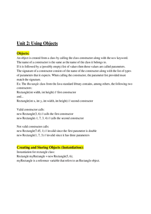 AP Computer Science A   Unit 2 Using Objects