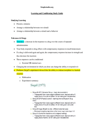 Learning and Conditioning Study Guide
