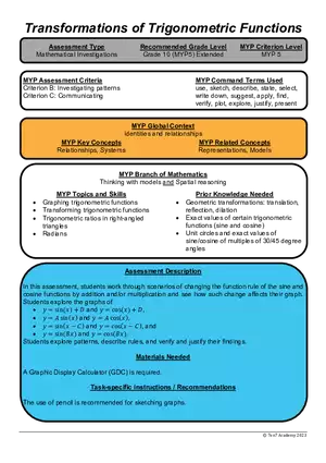 MYP5E - Transformations of Trigonometric Functions