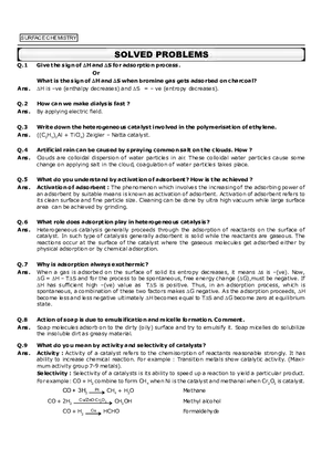 Surface Chemistry Solved Problems