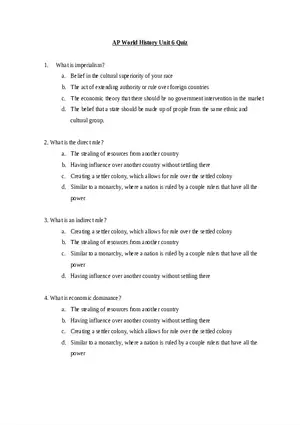 AP World History Unit 6 Quiz