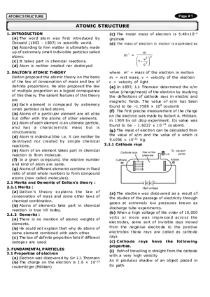 Atomic Structure Notes