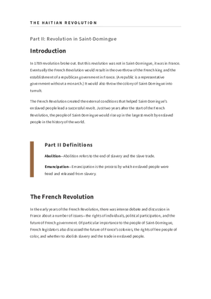 Choices Part II -The Haitian Revolution