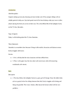 Critic Speech Outline