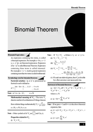Binomial Theorem Notes