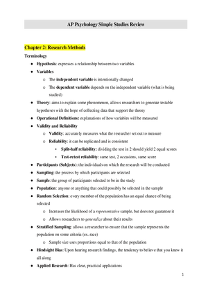 AP Psychology Chapter 2 Research Methods