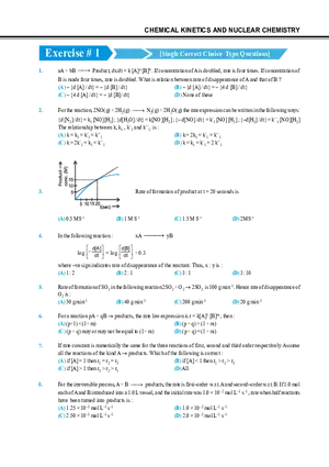 Chemical Kinetics and Nuclear Chemistry Exercise # 1