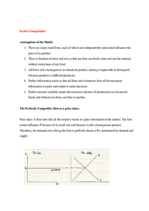 Microeconomics Notes Perfect Competition