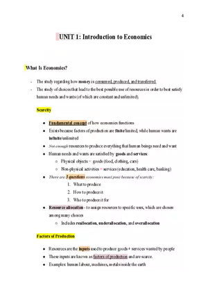 Economics Unit 1 Introduction to Economics