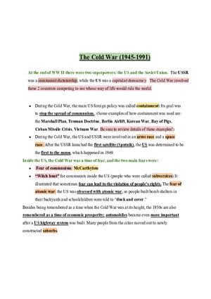 United States History The Cold War (1945-1991)