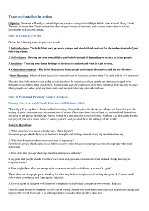 Transcendentalism in Action