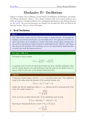 Mechanics IV: Oscillations