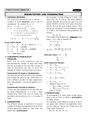 Permutations and Combinations Notes