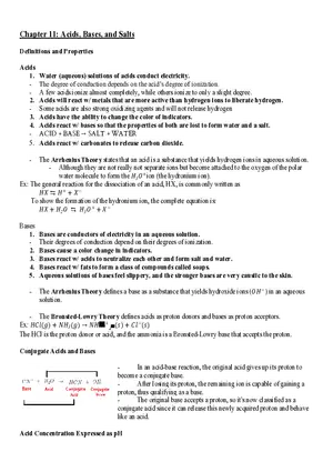 Chapter 11 Acids, Bases, and Salts