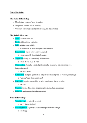 Linguistics Study Guide Morphology